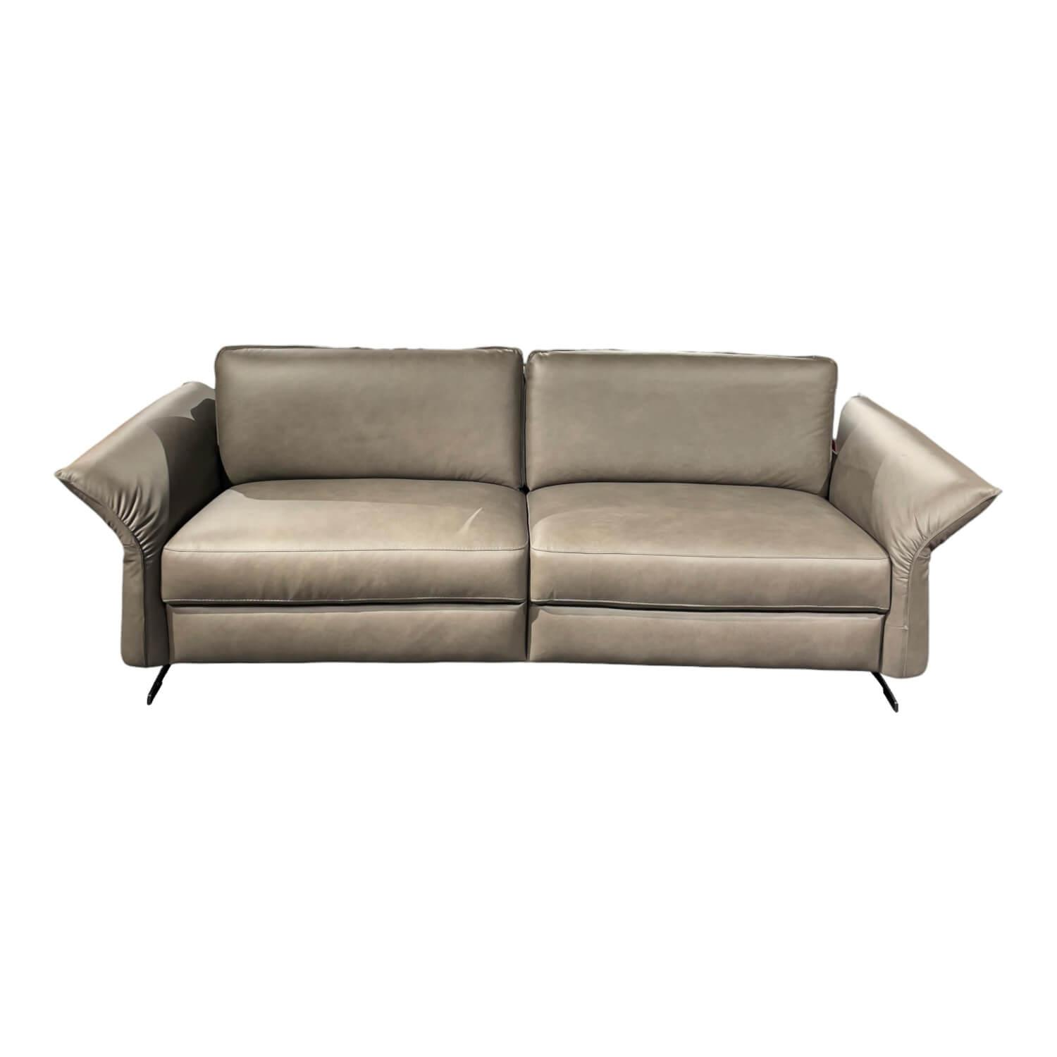 Sofa Adora Bezug Leder Kenia LG1 Grey Grau Füße Schwarz 01BL von Rom