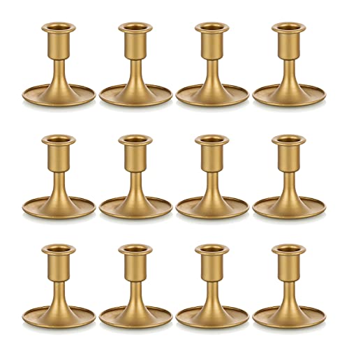 Kerzenständer Gold Kerzenhalter Stabkerzen Metall: Romadedi 12er Set Goldene Stabkerzenhalter Kleine für Hochzeit Party Tischdeko Weihnachten Adventskranz Modern Tisch Deko Wohnzimmer von Romadedi