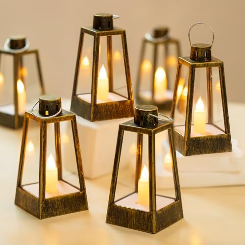 Orientalische Laterne Gold Weihnachten Tischdeko - Romadedi 10er Set Mini LED Laterne Metall mit Batterie für Hochzeit Tisch Halloween Ramadan Garten Balkon Innen Outdoor Draußen Herbst Party von Romadedi