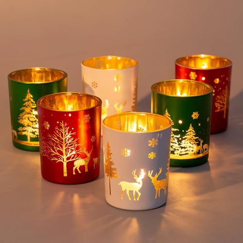 Romadedi 6er Set Kerzenständer für Deko Weihnachten:Geschenke für Weihnachts Glas Kerzenhalter Windlicht Teelichthalter für Weihnachten Tischdeko Party Dekoration Romadedi 6er Set Kerzenständer für Deko Weihnachten:Geschenke für Weihnachts Glas Kerzenhalter Windlicht Teelichthalter für Weihnachten Tischdeko Party Dekoration von Romadedi