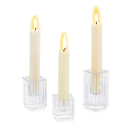 Romadedi Glas Kerzenhalter Kerzenständer Stabkerzen - 3er Set Kerzen Ständer für Kerzen für Hochzeit Weihnachten Advent Tischdeko Wohnzimmer Modern Deko von Romadedi
