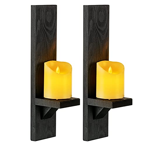 Romadedi Holz Kerzenhalter Wand Wandhalter - Schwarz Wandhalterung Kerzenständer für Kerzen 2er Set Vintage Wanddeko Wandkerzenhalter für Teelichter Wohnzimmer Landhaus Dekoration Shabby Chic Deko Romadedi Holz Kerzenhalter Wand Wandhalter - Schwarz Wandhalterung Kerzenständer für Kerzen 2er Set Vintage Wanddeko Wandkerzenhalter für Teelichter Wohnzimmer Landhaus Dekoration Shabby Chic Deko von Romadedi
