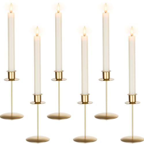 Romadedi Kerzenhalter Kerzenständer Stabkerzen Gold - 6er Set Kerzenhalter Stabkerze Metall Vintage Modern Deko für Hochzeit Tisch Weihnachten Tischdeko Wohnzimmer Adventskranz Advent von Romadedi