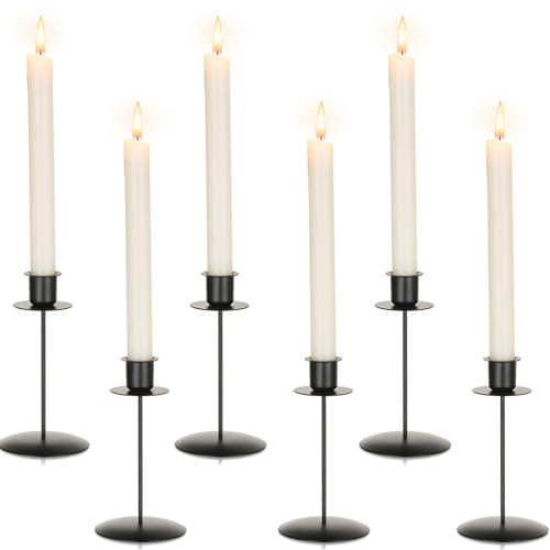 Romadedi Kerzenhalter Kerzenständer Stabkerzen Schwarz - 6er Set Kerzenhalter Stabkerze Metall Vintage Modern Deko für Hochzeit Tisch Weihnachten Tischdeko Wohnzimmer Adventskranz Advent von Romadedi