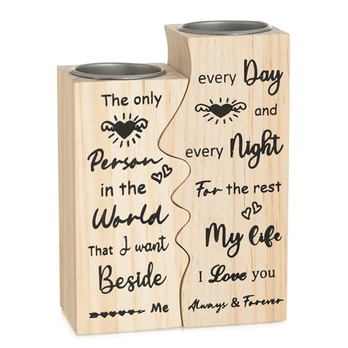 Romadedi Kerzenhalter aus Holz, kussförmig, Liebesgeschenk von Ehemann, Hochzeit, Paar, Valentinstag, Frauen, Männer, Ihn, Freundin, Braut, Dusche von Romadedi