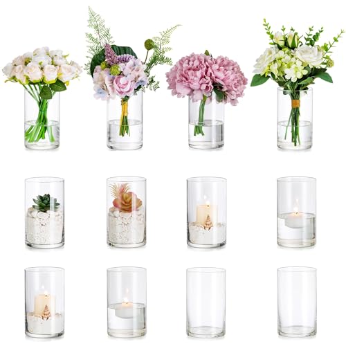 Romadedi Kerzenständer Glas Glaszylinder für Hochzeit Party Deko - 36 Pcs Windlicht Vase für Tischdeko Festival für Blomus Stumpenkerzen Schwimmkerzen von Romadedi