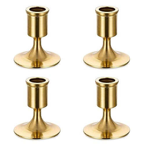 Romadedi Kerzenständer Gold Stabkerzen Metall - 4er Set Kerzenhalter Stabkerze Kerzen Ständer Vintage Morden Deko für Hochzeit Tischdeko Weihnachten Wohnzimmer Adventskranz von Romadedi