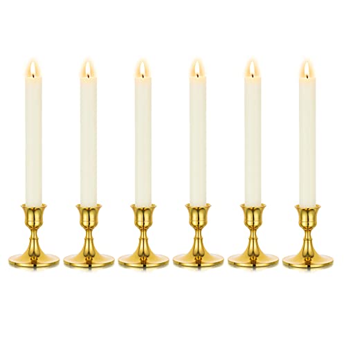 Romadedi Kerzenständer Kerzenhalter Gold Metall - Kerzen Ständer für Stabkerze Spitzkerzen Eisen 6er Set Vintage Retro für Hochzeit Thanksgiving Weihnachten Advent Tischdeko, 7,5cm von Romadedi