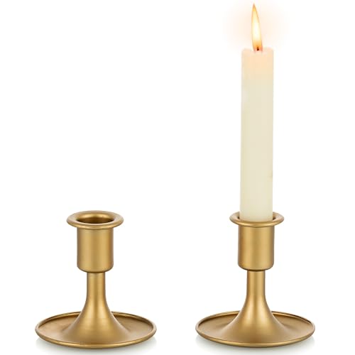 Kerzenständer Gold Kerzenhalter Stabkerzen Metall: Romadedi 2er Set Goldene Stabkerzenhalter Kleine für Hochzeit Party Tischdeko Weihnachten Adventskranz Modern Tisch Deko Wohnzimmer von Romadedi