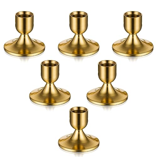 Romadedi Kerzenständer Kerzenhalter Gold Stabkerzen - 6er Set Kerzen Ständer Metall Klein für Eisen Vintage Retro Deko Hochzeit Thanksgiving Weihnachten Advent Tischdeko von Romadedi