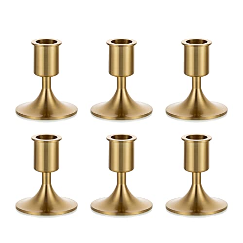 Romadedi Kerzenständer Kerzenhalter Gold Stabkerzen - 6er Set Kerzen Ständer Deko Weihnachten Metall für Spitzkerzen Eisen Vintage Retro für Hochzeit Thanksgiving Advent Tischdeko von Romadedi