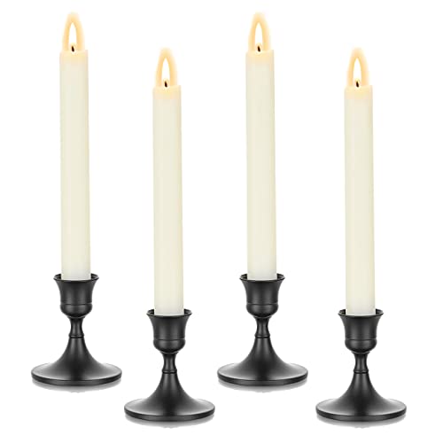 Romadedi Kerzenständer Kerzenhalter Schwarz Metall - Kerzen Ständer für Stabkerze Spitzkerzen Eisen 4er Set Vintage Retro für Hochzeit Thanksgiving Weihnachten Advent Tischdeko, 7,5cm von Romadedi