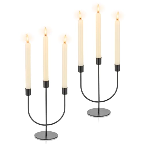 Romadedi Kerzenständer Kerzenhalter Stabkerzen Schwarz: Metall Stabkerzenhalter für Halloween Deko Kerzenleuchter für Esstisch Tischdeko Party Wohnzimmer, 2er Set von Romadedi