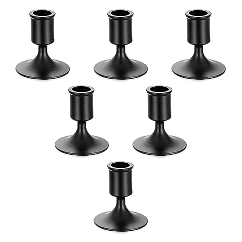 Romadedi Kerzenständer Schwarz Stabkerzen Metall - 6er Set Kerzenhalter Stabkerze Kerzen Ständer Vintage Morden Deko für Hochzeit Tischdeko Weihnachten Wohnzimmer Adventskranz von Romadedi