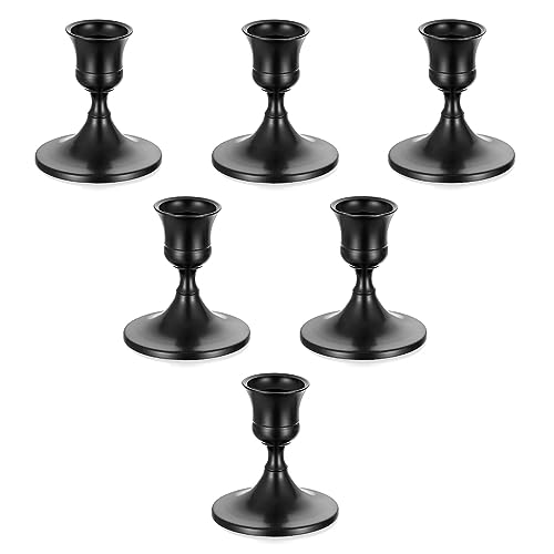 Romadedi Kerzenständer Schwarz Stabkerzen Tischdeko - 4er Set Klein Kerzenhalter Stabkerze Metall Vintage Modern Deko für Hochzeit Tisch Weihnachten Advent Wohnzimmer Adventskranz von Romadedi