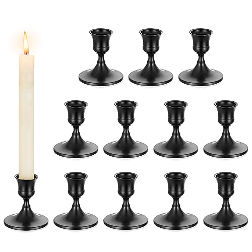 Romadedi Kerzenständer Schwarz Stabkerzen Tischdeko - 4er Set Klein Kerzenhalter Stabkerze Metall Vintage Modern Deko für Hochzeit Tisch Weihnachten Advent Wohnzimmer Adventskranz von Romadedi