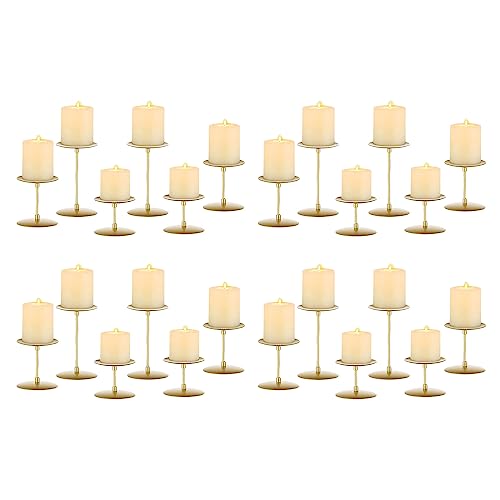Romadedi Metall Kerzenständer Kerzenhalter Gold – für Stumpenkerzen Kerzen Adventskranz 24er Set Vintage Modern Deko Tischdeko für Weihnachten Hochzeit Wohnzimmer von Romadedi