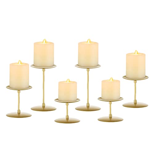 Romadedi Metall Kerzenständer Kerzenhalter Gold – für Stumpenkerzen Kerzen Adventskranz 6er Set Vintage Modern Deko Tischdeko für Weihnachten Hochzeit Wohnzimmer von Romadedi
