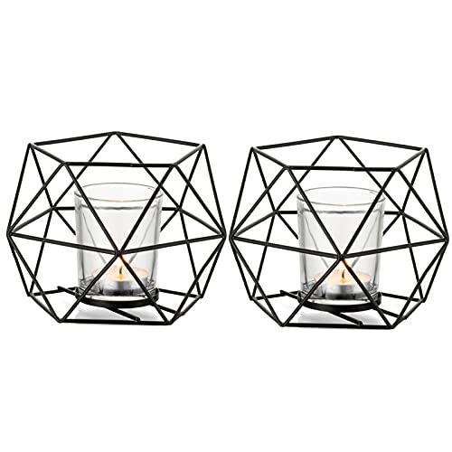 Romadedi Teelichthalter Kerzenhalter Metall Schwarz - 2er Set Geometrisches Teelichter Kerzenständer Stumpenkerze Windlicht Modern Geo Deko für Tischdeko Party Hochzeit Wohnzimmer Weihnachten Romadedi Teelichthalter Kerzenhalter Metall Schwarz - 2er Set Geometrisches Teelichter Kerzenständer Stumpenkerze Windlicht Modern Geo Deko für Tischdeko Party Hochzeit Wohnzimmer Weihnachten von Romadedi