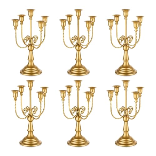 Romadedi Vintage Stabkerzenhalter Kerzenständer Stabkerzen：Gold Stabkerzenständer Metall Kerzenhalter für Stabkerze Kerzen Kerzenleuchter für Hochzeit Party Wohnzimmer Tisch Esstisch Deko Tischdeko von Romadedi