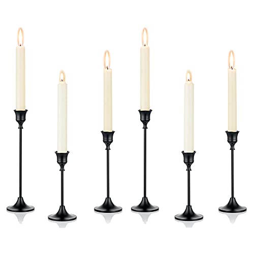 Romadedi kerzenständer Metall Schwarz 6er Set - Vintage Deko Kerzenhalter in Unterschiedlicher Größe Retro Kerzen Ständer für Stabkerze Spitzkerzen Hochzeit Party Weihnachten Tischdeko 15/19/24cm Romadedi kerzenständer Metall Schwarz 6er Set - Vintage Deko Kerzenhalter in Unterschiedlicher Größe Retro Kerzen Ständer für Stabkerze Spitzkerzen Hochzeit Party Weihnachten Tischdeko 15/19/24cm von Romadedi