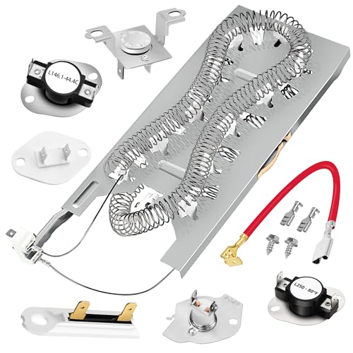 3387747 WP3387747 Dryer Heating Element Replacement compatible for Whirlpool 279816 Thermostat Kit & 279973 3392519 Thermal Fuse Dryer Thermal Cut-Off Fuse Kit Replace Part # AP6008281 PS11741416 von Romalon