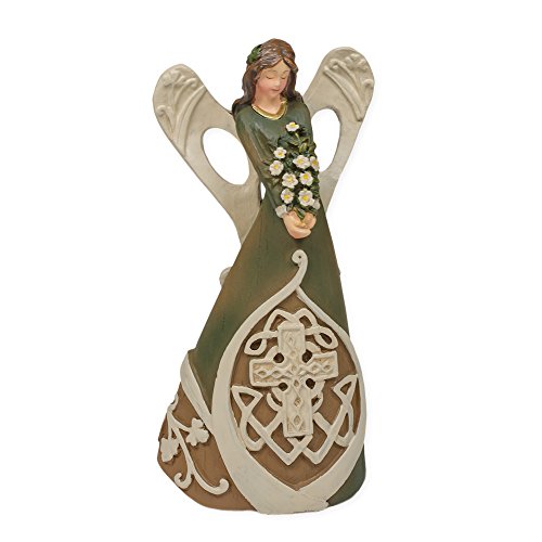 18cm Luck of The Irish Woodcut Inspirational Angel Figure with Celtic Cross von Roman