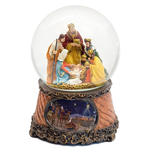 Roman 6 Musical Three Kings Nativity Scene Religious Christmas Snow Globe Glitter-dome Music is Little Drummer Boy by Roman von Roman