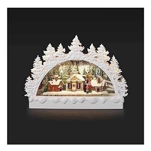 Roman Beleuchteter Wirbelbogen Kirchenszene unter Bäumen Schneekugel 22,9 cm Höhe Weihnachtsdekoration von Roman
