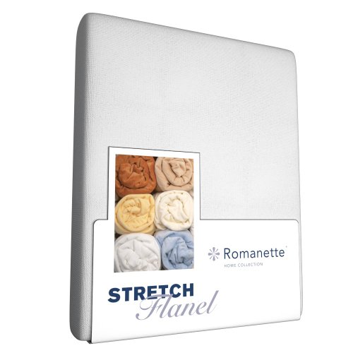 Spannbettlaken Romanette Weiß (Stretch Flanell)-1-persoons (80/90 x 200/210/220 cm) von Romanette