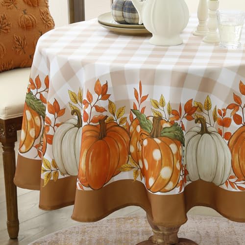 Romanstile Runde Tischdecke Herbst 160 cm Durchmesser Abwaschbar Tischdecken Outdoor Wasserabweisend mit Kürbismuster Tischtuch Karierte Tischwäsche Modern für Halloween Geburtstag Party Dekoration Romanstile Runde Tischdecke Herbst 160 cm Durchmesser Abwaschbar Tischdecken Outdoor Wasserabweisend mit Kürbismuster Tischtuch Karierte Tischwäsche Modern für Halloween Geburtstag Party Dekoration von Romanstile