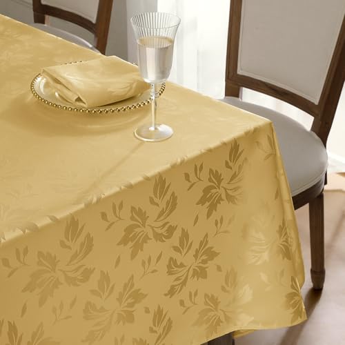 Romanstile Tischdecke 80x80 cm Mitteldecke Silvester Gold abwaschbar Weihnachten quadratisch Luxuriös Jacquard-Damast wasserabweisend Festliche Tischtuch Table Cloth für Geburtstag,Feste,Party von Romanstile