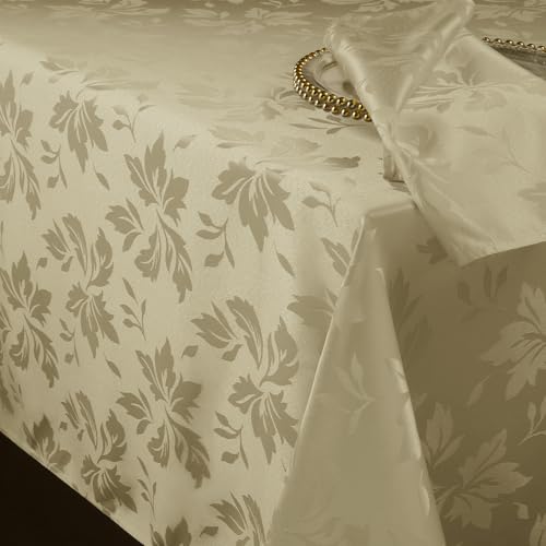 Romanstile Tischdecke abwaschbar 140x240 beige Weihnachten rechteckig Luxuriös Jacquard-Damast Muster wasserabweisend Tischtuch Table Cloth für Geburtstag,Feste,Silvester,Party,Jahrestag,Restaurant Romanstile Tischdecke abwaschbar 140x240 beige Weihnachten rechteckig Luxuriös Jacquard-Damast Muster wasserabweisend Tischtuch Table Cloth für Geburtstag,Feste,Silvester,Party,Jahrestag,Restaurant von Romanstile