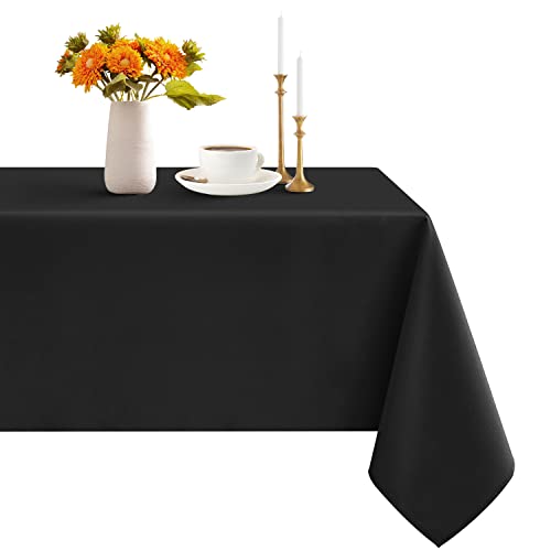 Romanstile Tischdecke abwaschbar schwarz 140x180 wasserabweisend Tischtuch Table Cloth Deko für Galadinner, Hochzeit,Empfänge oder Bankette,Halloween,Cocktail-Abende,Themenpartys und Events,Restaurant von Romanstile