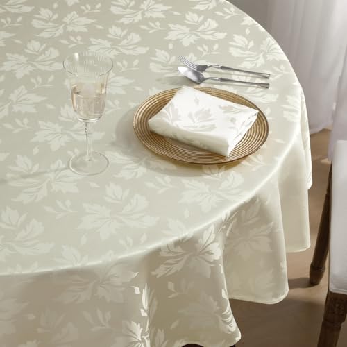 Romanstile Tischdecke rund 140 cm Creme Weihnachten abwaschbar Luxuriös Jacquard Blumen wasserabweisend Tischtuch Tafeltuch Table Cloth für Esstisch,Party,Weihnachtsdeko,Hochzeit,Küche,Garten,Winter Romanstile Tischdecke rund 140 cm Creme Weihnachten abwaschbar Luxuriös Jacquard Blumen wasserabweisend Tischtuch Tafeltuch Table Cloth für Esstisch,Party,Weihnachtsdeko,Hochzeit,Küche,Garten,Winter von Romanstile
