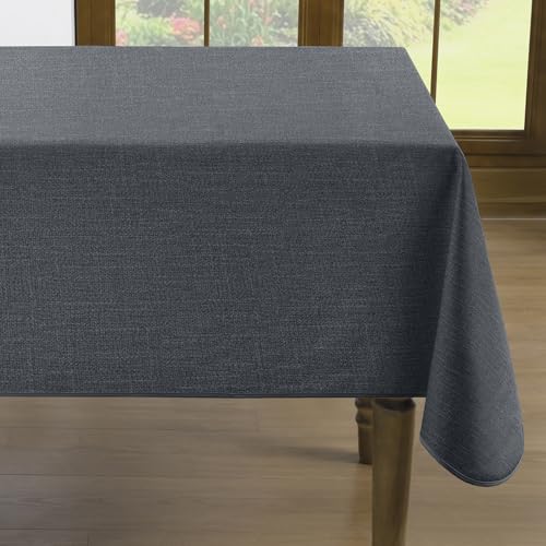 Romanstile kleine Tischdecke Wachstuch 100x100 Anthrazit mit Saum quadratisch Mitteldecke PVC Tischdecke wetterfest wasserdicht Fleckenschutz Plastik für Outdoor,Garten,Außen,Couchtisch,Balkon,Küche von Romanstile