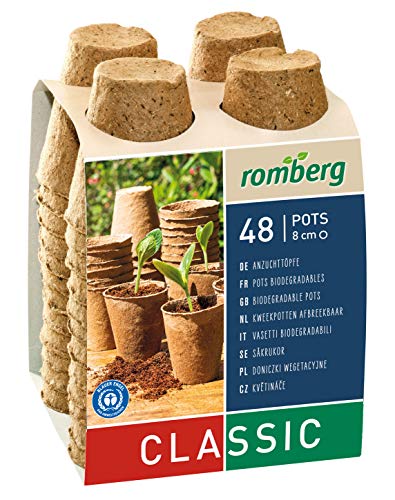 Romberg Anzuchttöpfe Classic rund ø 8 cm (48 Stück, biologisch abbaubar, torffrei, einfache Anwendung) 10091108 von Romberg