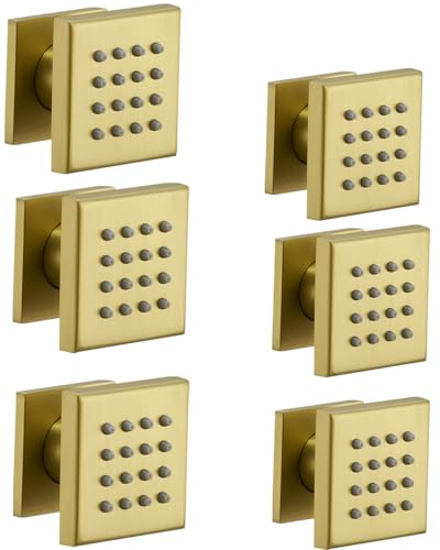 Massives Messing Duschkörper Sprühdüsen für Dusche, quadratische Massage, 360° drehbar, Sprühstrahl für Badezimmer Badewanne zu Hause, Wandmontage, Badewanne, Spa-Düsen, tragbare 6 Stück RomceBath Massives Messing Duschkörper Sprühdüsen für Dusche, quadratische Massage, 360° drehbar, Sprühstrahl für Badezimmer Badewanne zu Hause, Wandmontage, Badewanne, Spa-Düsen, tragbare 6 Stück RomceBath von RomceBath