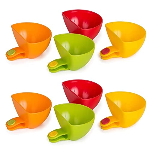 Romeeton Teller-Clip-on-Halter, 8 Stück, verschiedene Dip-Clip-Behälter für Tomaten, Salz, Essig, Zucker, Gewürze, Schüssel von Romeeton
