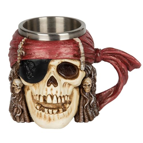 Romeeton Totenkopf-Bierbecher, Totenkopf-Wikinger-Trinkbecher, Skelett-Harz-Bierkrug, Kaffee-/Teetasse, Halloween-Bar-Trinkgeschirr, Geschenk (D) von Romeeton