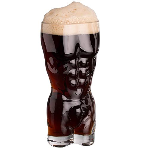 Bierglas, 400 ml Bierbecher für Gefrierschrank, sexy nackte Miss & Muscle Man klare Glasbecher, einzigartige Bargläser, sexy Körperweingläser, Trinkgläser, körperförmiges Weinglas (Mann) von Romehaha