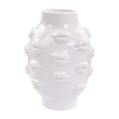 Weiße Keramik-Körpervase, Lippen-Vase, Tischdekoration, moderne Bauernhaus-Dekoration, Blumenvase für Zuhause, Büro, Geschäfte, 16,5 x 12,9 cm (weiß) von Romehaha