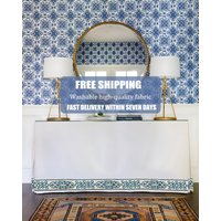 Rechteckiger Weißer Baumwoll Tischrock, Kellerfalten Tischrock Mit Dekoband, Tischdecke Wunschmaßen von RomeoHomeStore