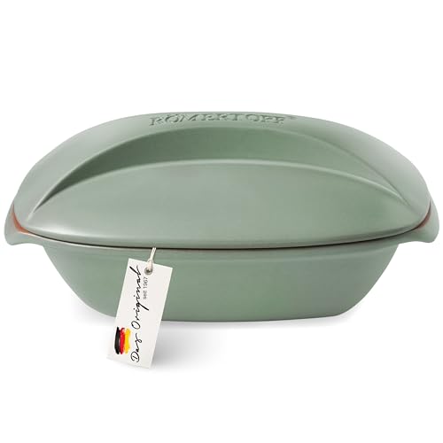 Römertopf Bräter CULINARIO für 4 Personen - 3 Liter Schmortopf mit Deckel aus Keramik – Zum Schmoren, Braten und Dampfgaren - Backofengeeignet, Grün von Römertopf