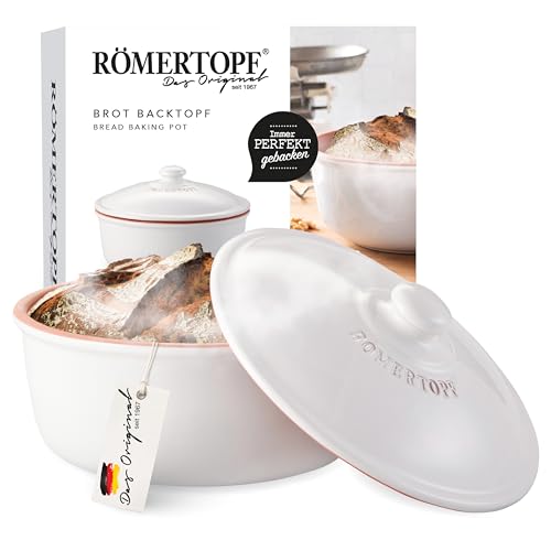 Römertopf Brotbacktopf aus Naturton bis zu ca. 1.000g Backgut, für natürliches Brotbacken, Weiß von Romertopf