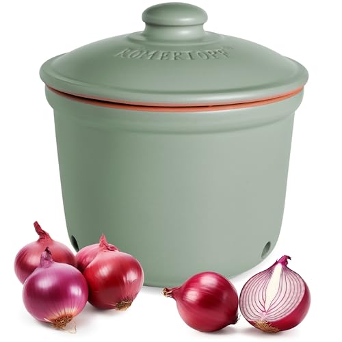 Romertopf Frische-Topf MAXI 2,8 Liter - Zwiebeltopf Keramik - Atmungsaktiver Ton hält Gemüse länger Frisch - Ideale Luftzirkulation - Grün von Romertopf