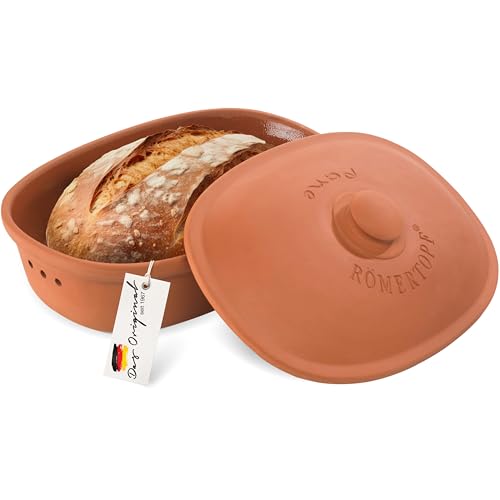 Römertopf Keramik Brottopf aus Ton, ideal für die Aufbewahrung von Brot und Gebäck 30x21cm, terrakotta von Romertopf