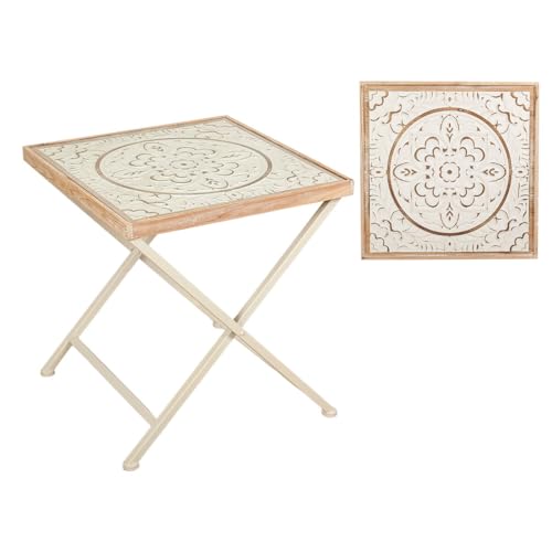 Romimex Beistelltisch, natürliches Metall, Holz, MDF, 50 x 53 x 50 cm von Romimex