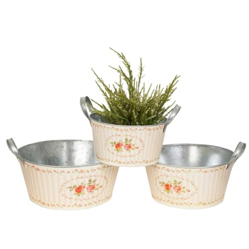 Romimex Blumentopf-Set, Mehrfarbig, Metall, 3 Stück von Romimex