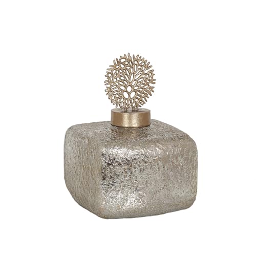 Romimex Dose vergoldet versilbert Metall Glas 23 x 36 x 23 cm mit Deckel von Romimex